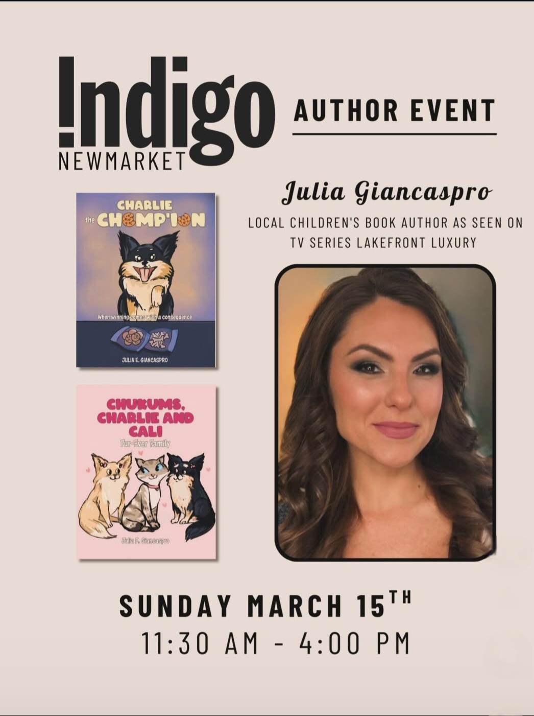 Indigo Newmarket Author Event March 15th, 2026